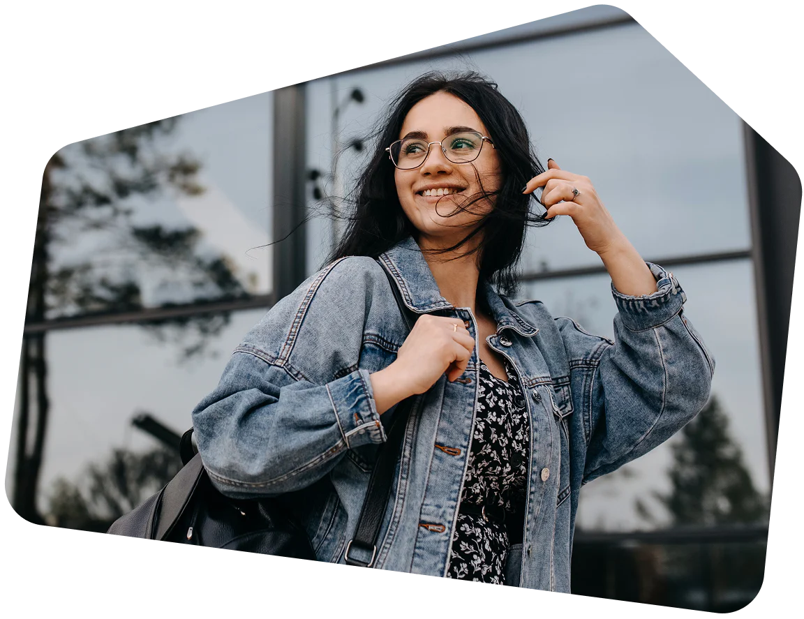Woman interacting with digital elements No credit card required